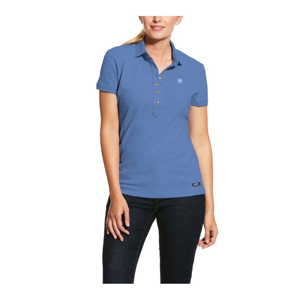 Ariat PRIX 2.0 SS POLO Shirt Periwinkle Blue Pique Knit Equestrian Women Small